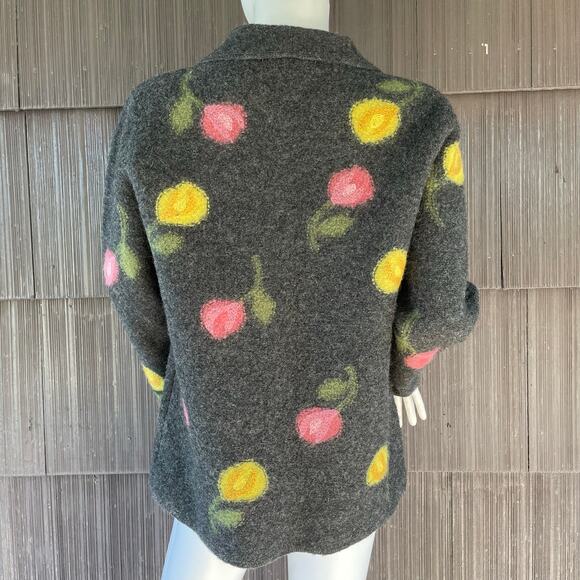 🔥Caroll Reed Wool Floral Embroidered Artsy Sweater Cardigan Cottage Grandmacore - Picture 5 of 15